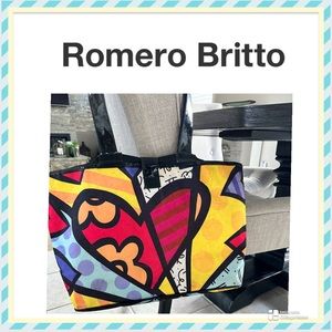 Romero Britto A New Day Satin Heart Tote